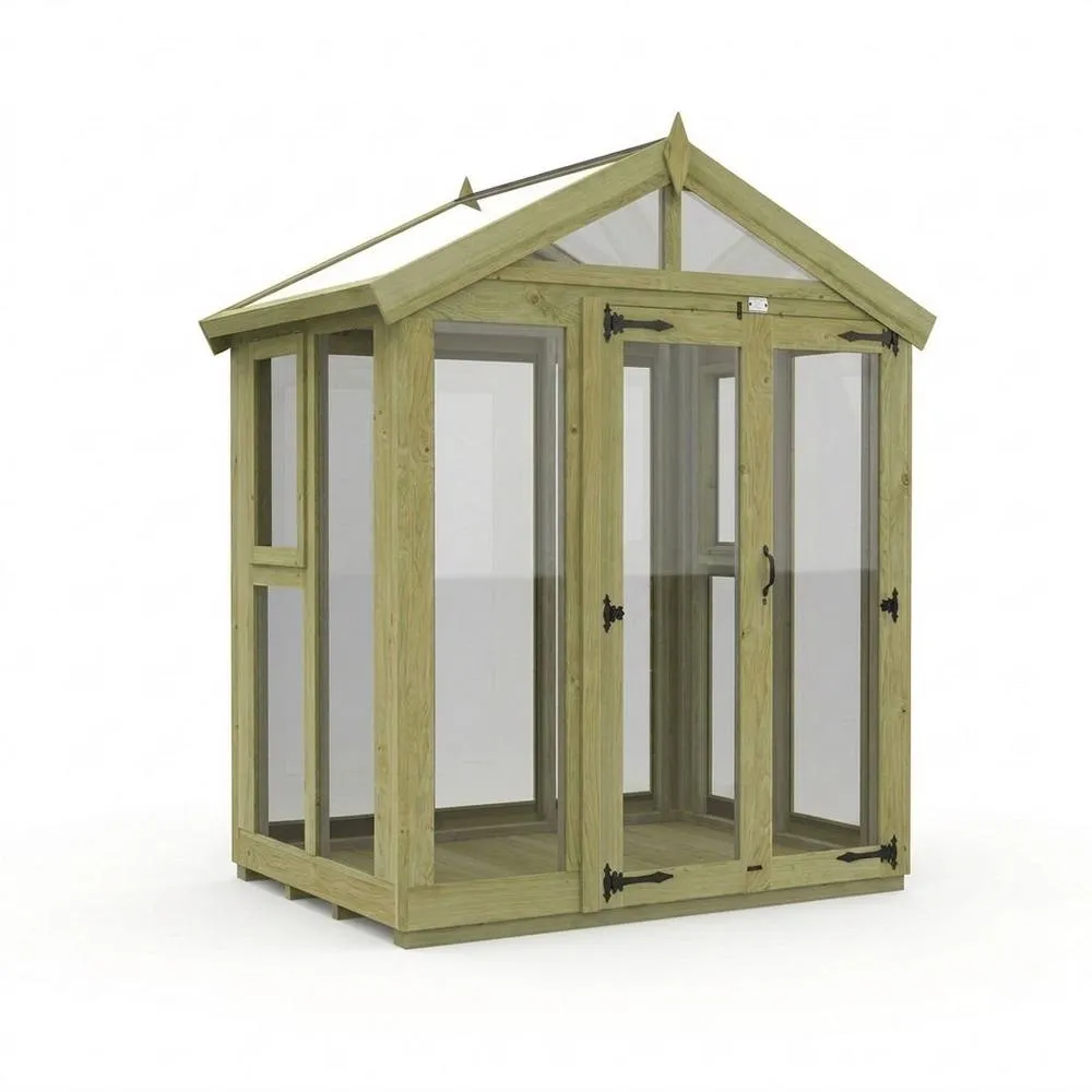 Buttercup Farm 6ft x 4ft Apex Glass Greenhouse - Pressure Treated Timber in Brown