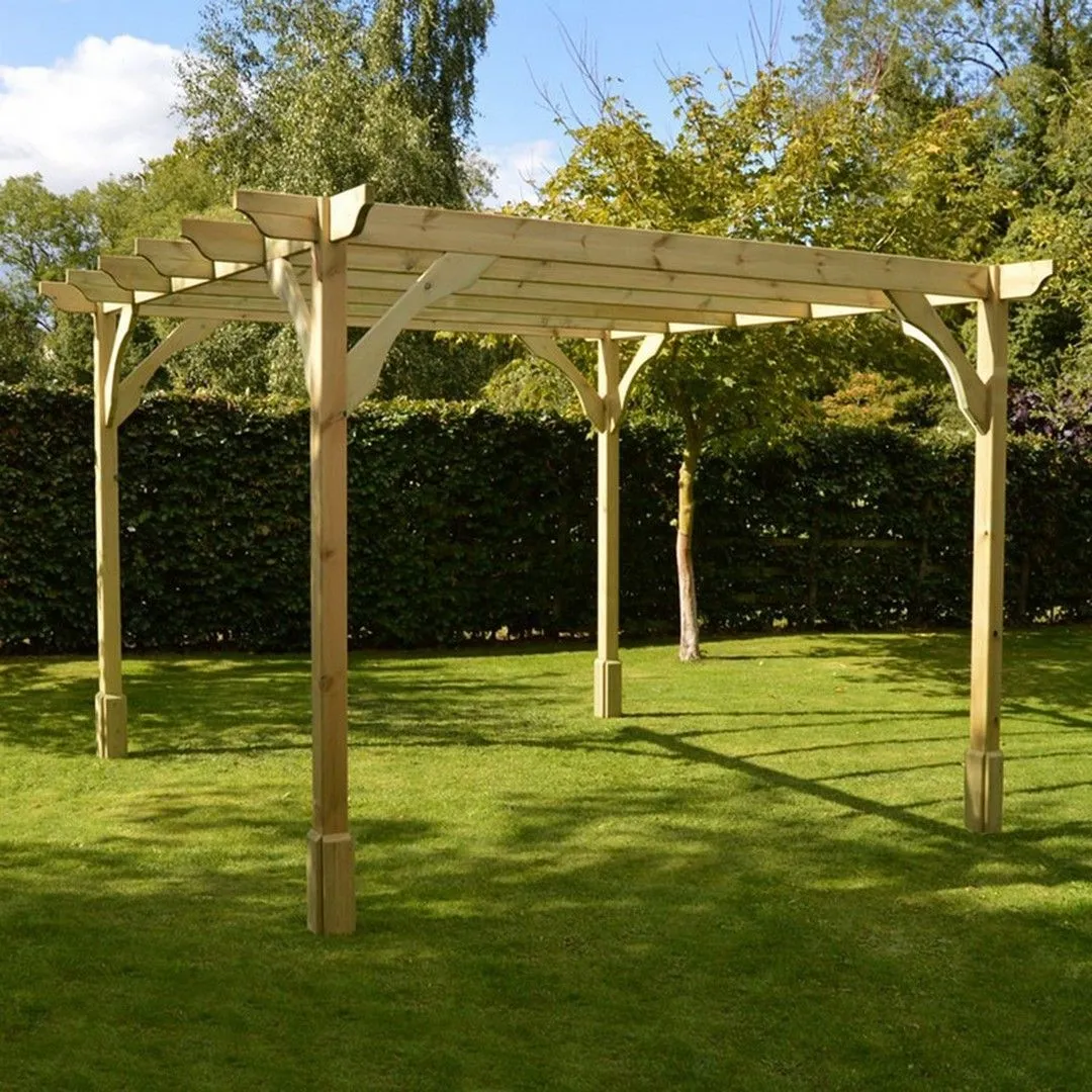 Rutland County Garden Furniture Ltd Premium Pergola - Wood - L300 x W480 x H270 cm - Rustic Brown in Light Green 5