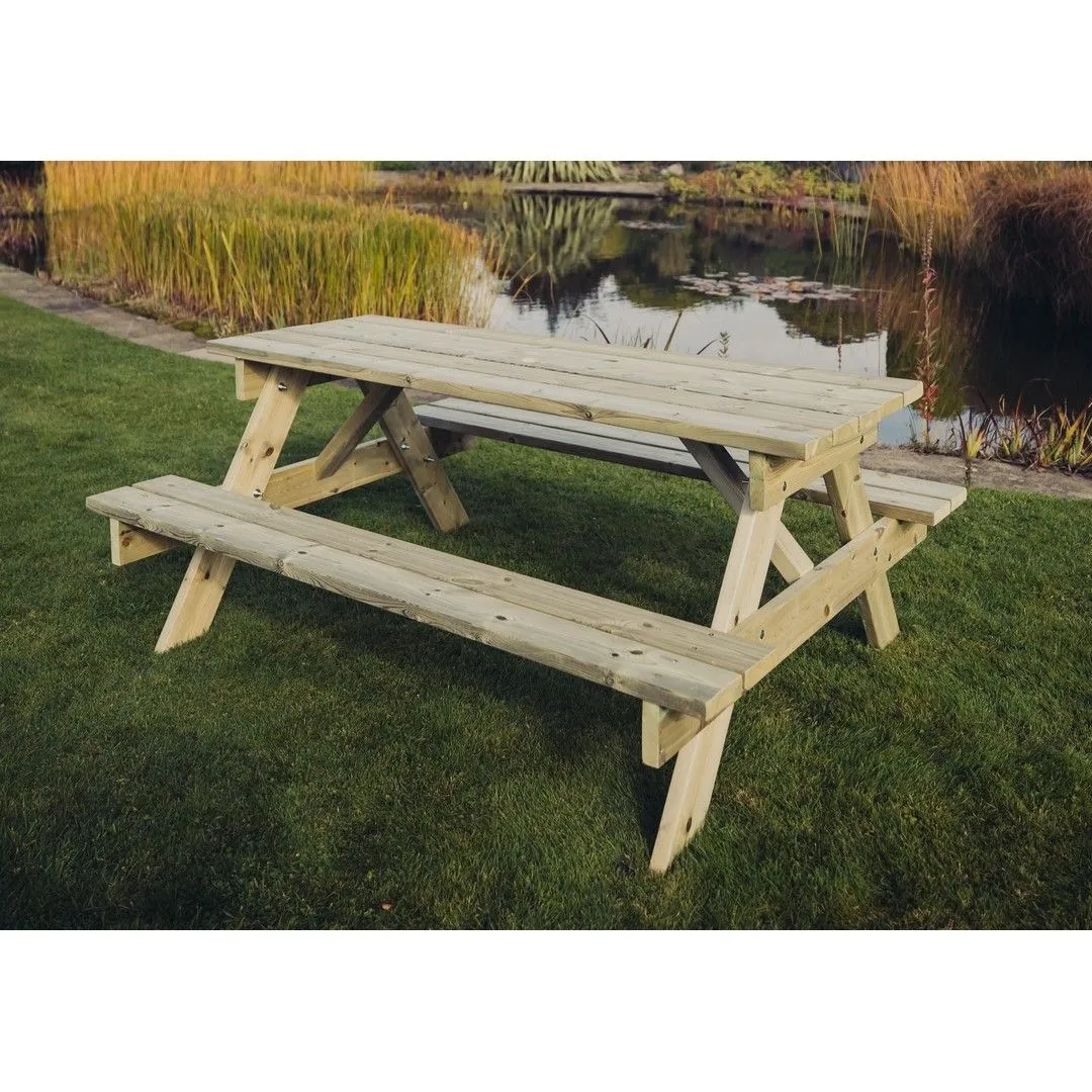 Churnet Valley Garden Furniture Ltd Picnic Table - L179.5 x W143.5 x H76 cm - Partially Assembled in Brown 3