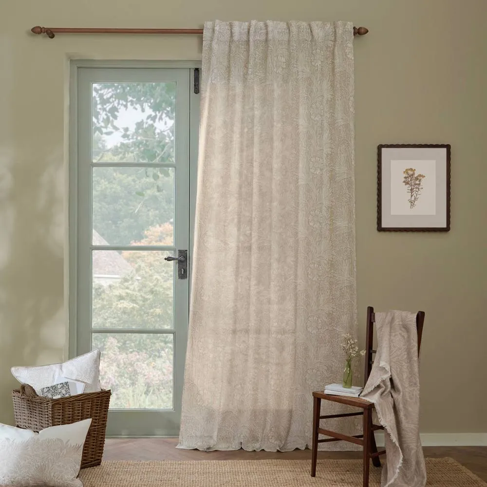 Morris & Co Marigold Sheer Curtain Panel in Cream 4