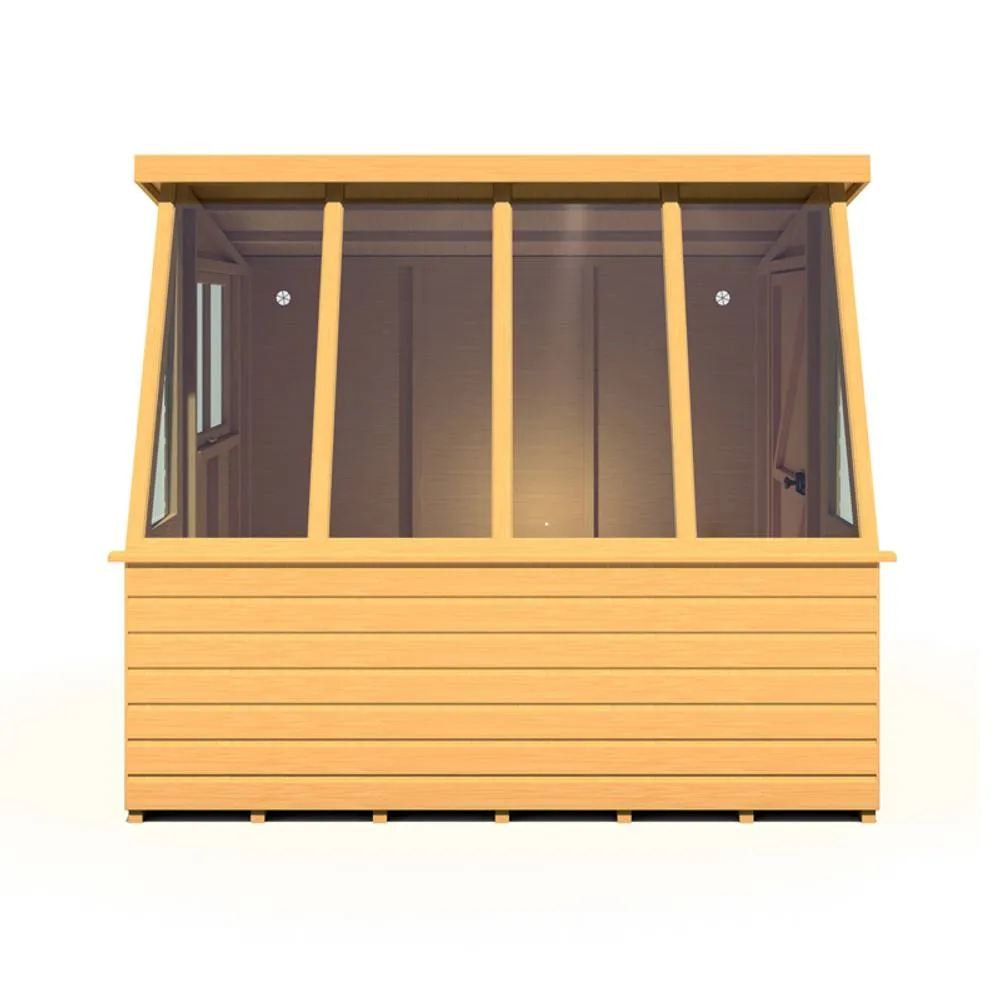 Shires Iceni 8x8' Potting Shed Pre Hung Doors with Opening Glass Side Window in Brown 4