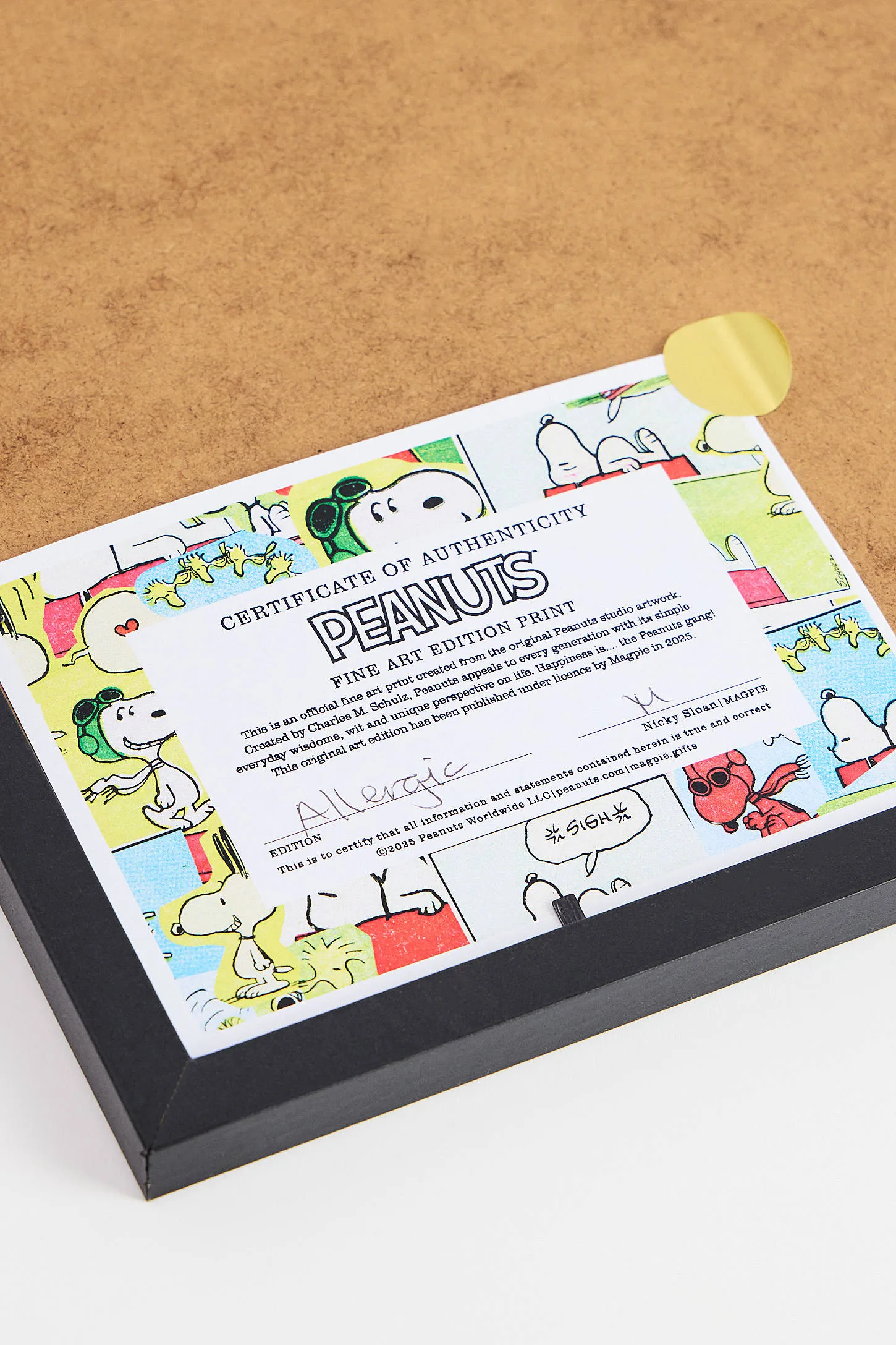 Magpie x Peanuts Snoopy I Think I'm Allergic To Mornings! Framed A3 Wall Art Print - Sky ALL 3