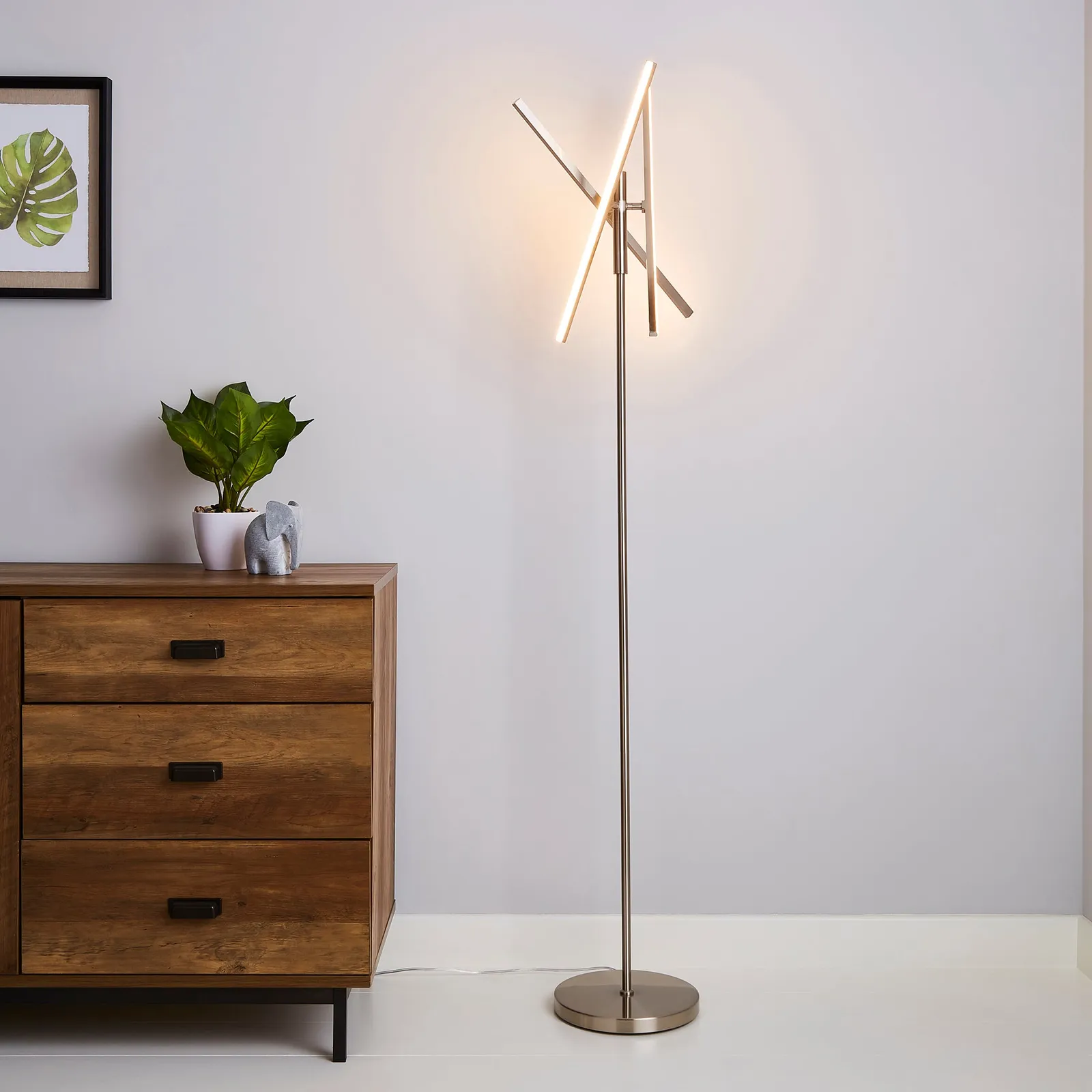 Talis Integrated LED Touch Dimmable Floor Lamp Brown