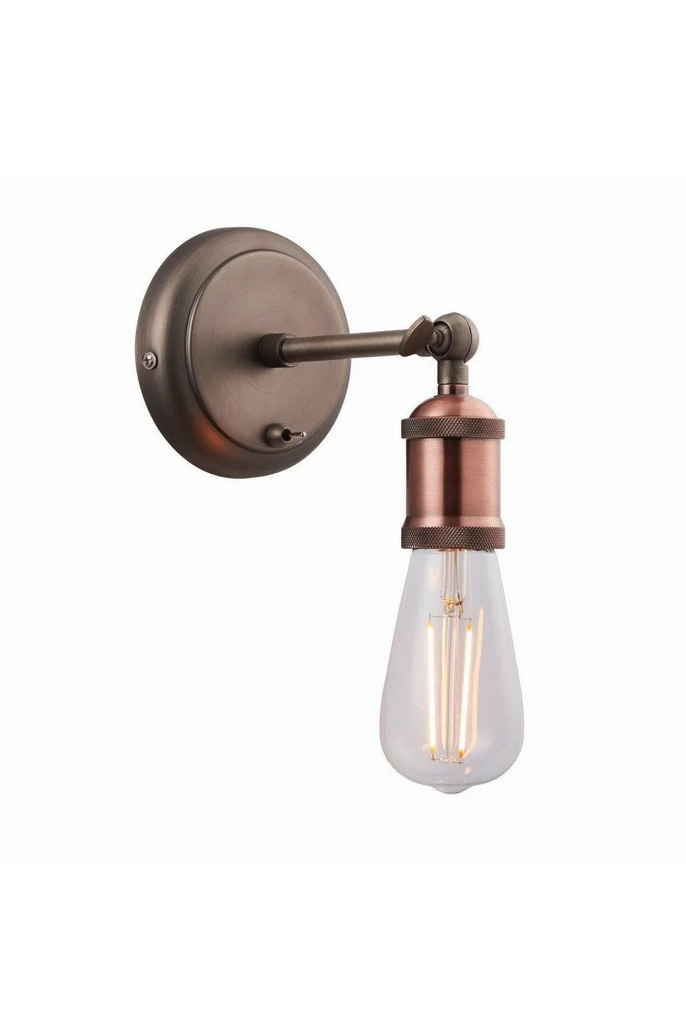 Netlighting Hal 1 Light Wall Aged Pewter Aged Copper Plate E27 in Brown