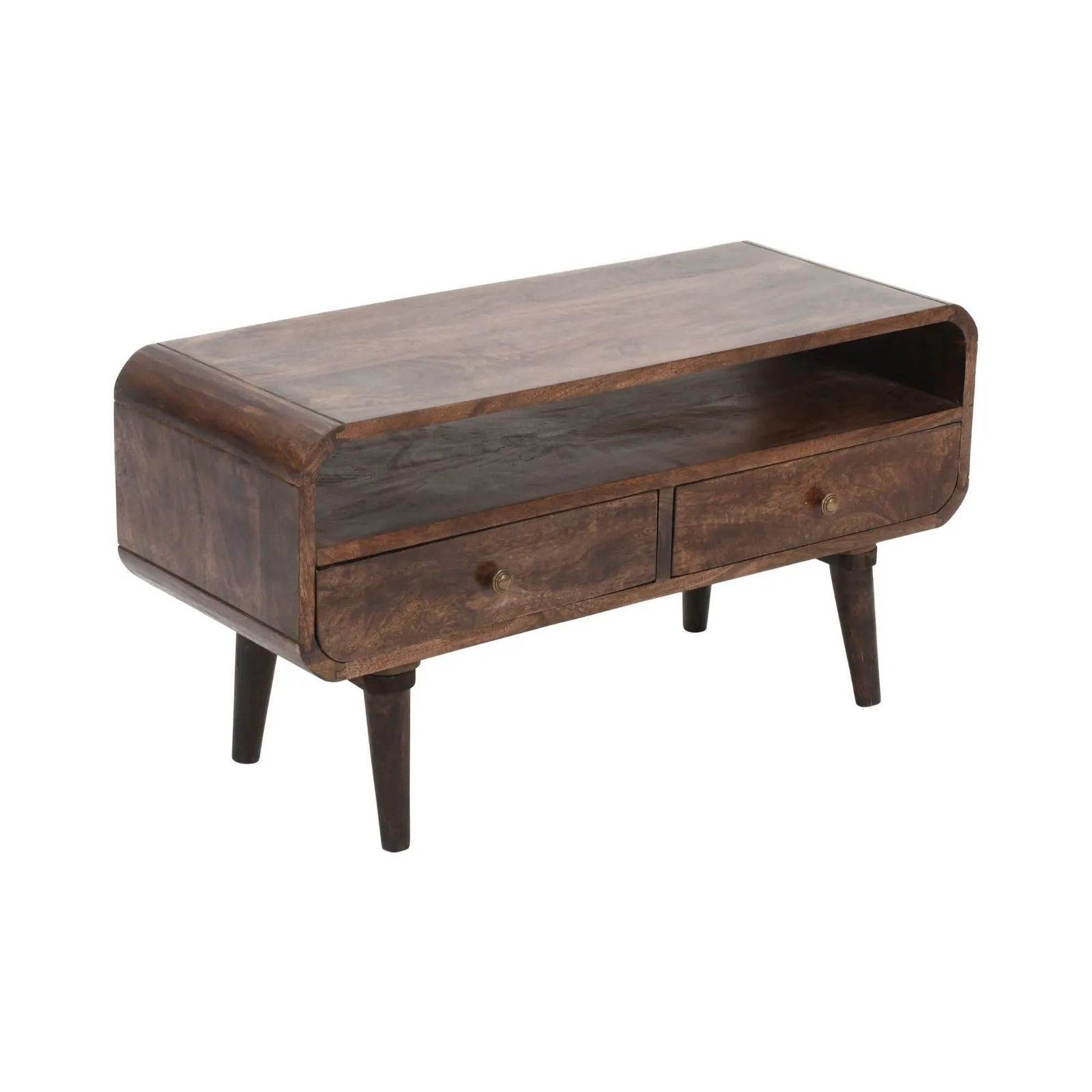 IH Design Malena Dark Mango Wood TV Stand with 2 Drawers in Dark Brown 2