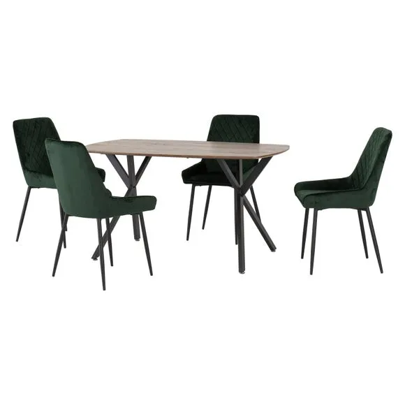 Athens Oak Effect Rectangle Dining Table with 4 Avery Dining Chairs 2
