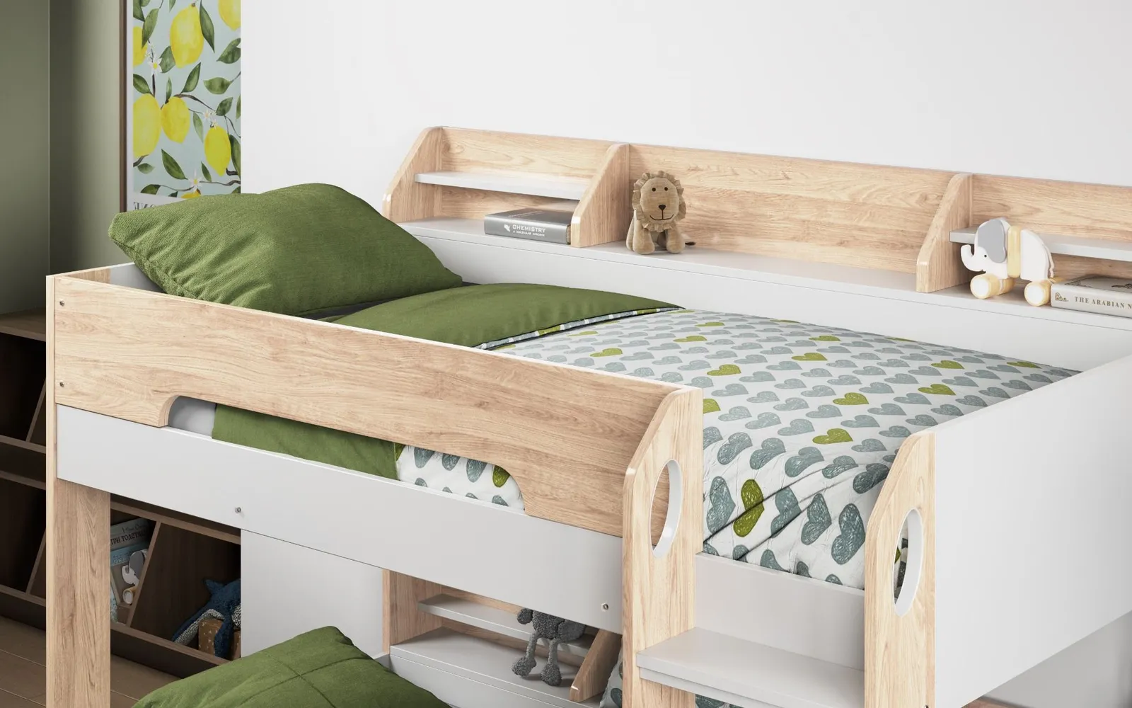 Flair Flick Bunk Bed with Storage in Light Oak 3