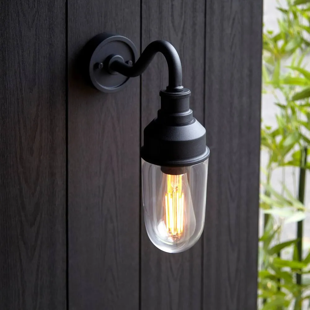 Netlighting Monza Outdoor Wall Lantern Matt Black Clear Glass 5
