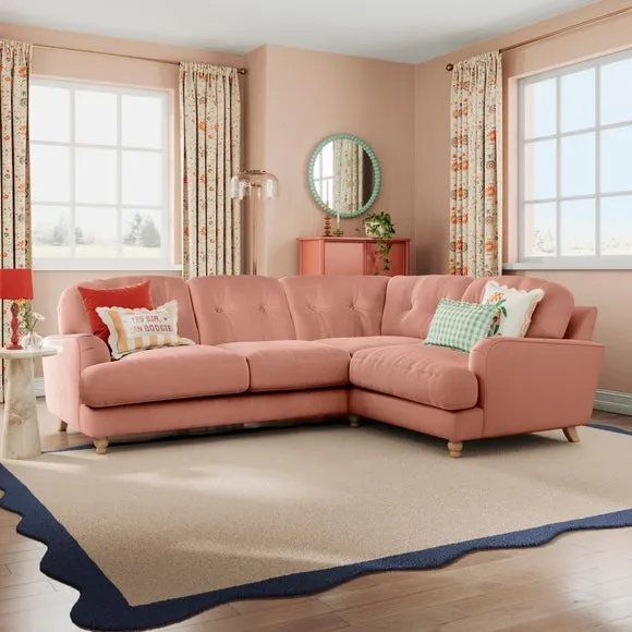 Martha Vintage Velvet Full Corner Sofa 1