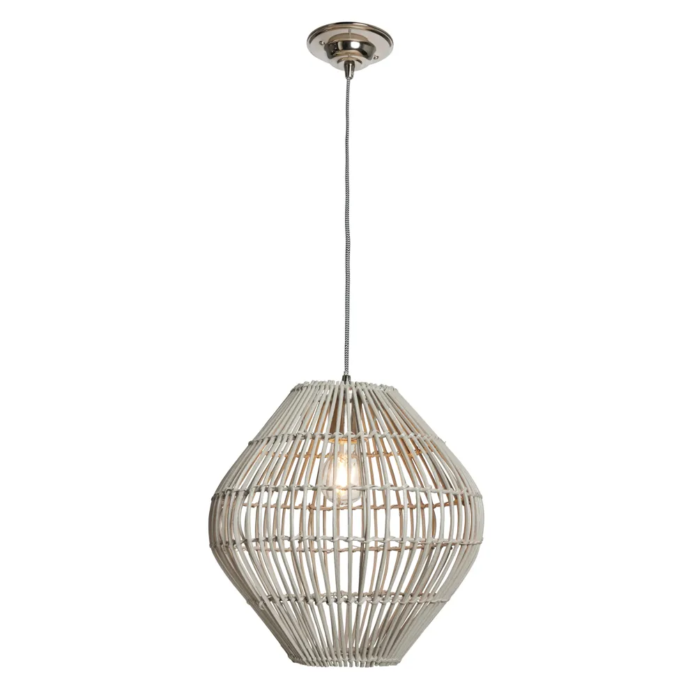 Bamboo Bobbin Herringbone Cable Ceiling Pendant Light, Grey 1