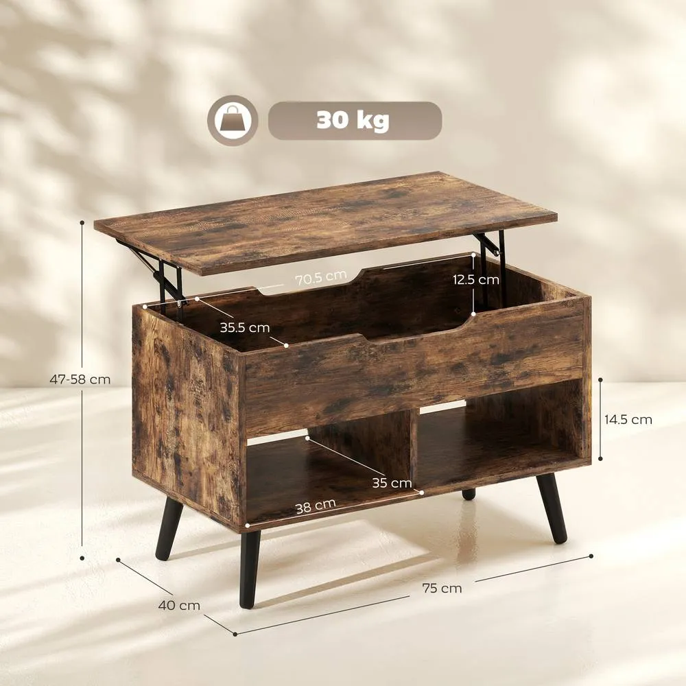HOMCOM Lift Top Coffee Table Hidden Storage 75 cm Rustic Brown 3