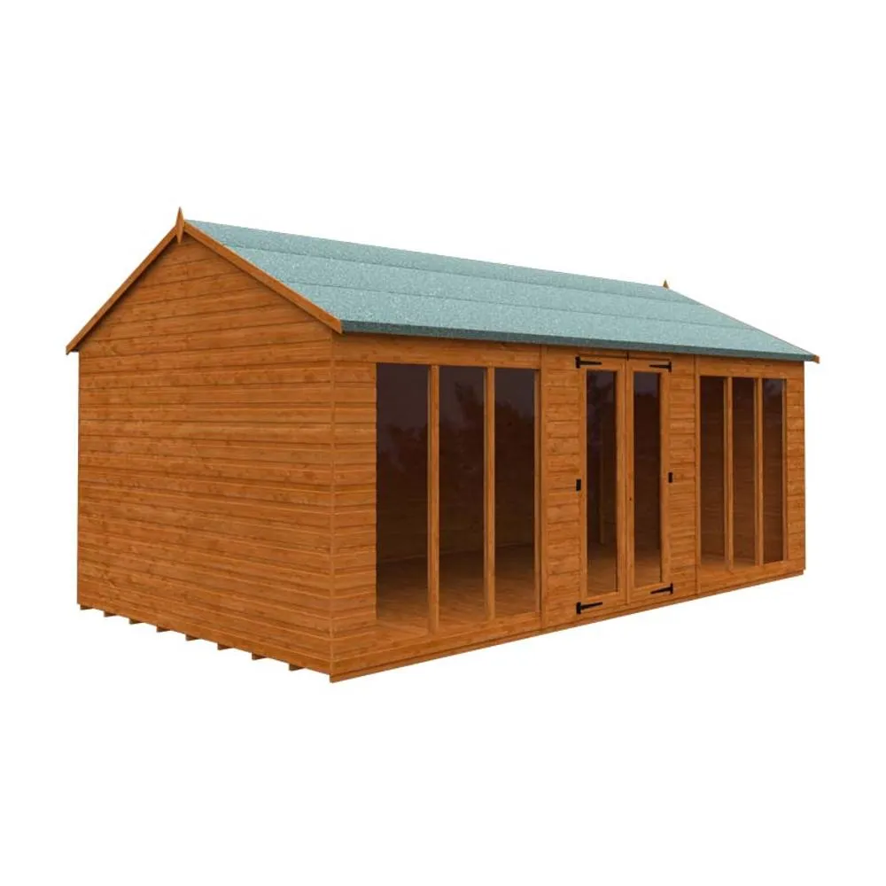 Buttercup Farm 18x10 Feet Full Pane Workman Apex 12mm Shed - Solid Wood/Softwood/Pine in Burnt Orange