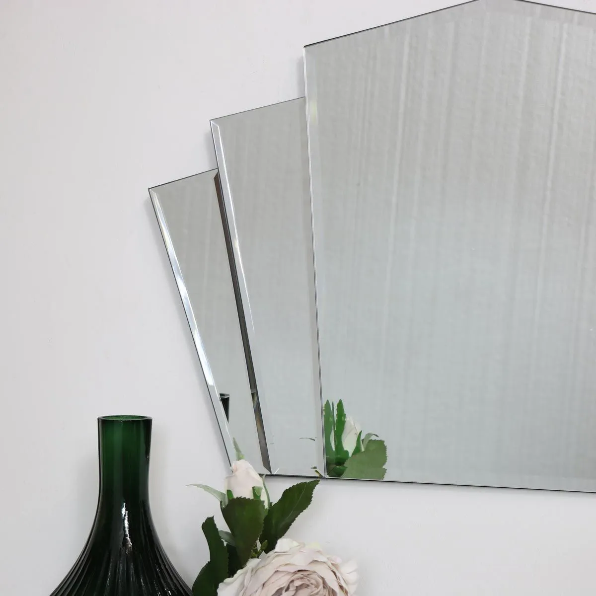 Melody Maison Art Deco Fan Frameless Wall Mirror 40cm X 60cm in Clear 2