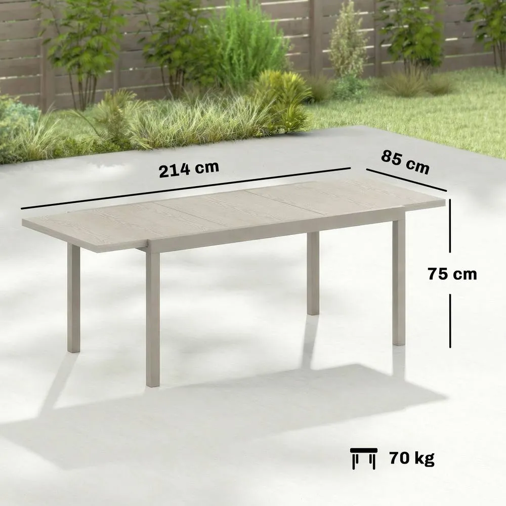 OUTSUNNY Extending Garden Table, Aluminium Outdoor Dining Table for 8-10 in Light Grey 3