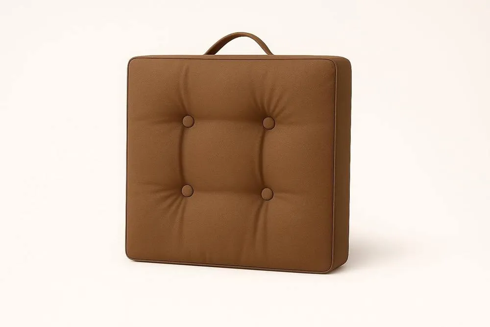 Homes-Linen Booster Seat Cushion Pad 45x45cm Thick Cotton Filled Chair Cushion in Brown