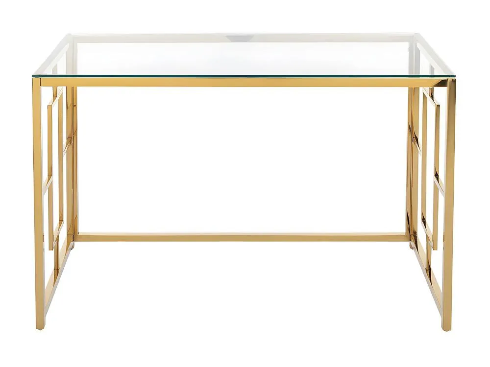 Vente-unique Desk In Toughened Glass & Steel - Gold & Clear - CLOTILDE 2