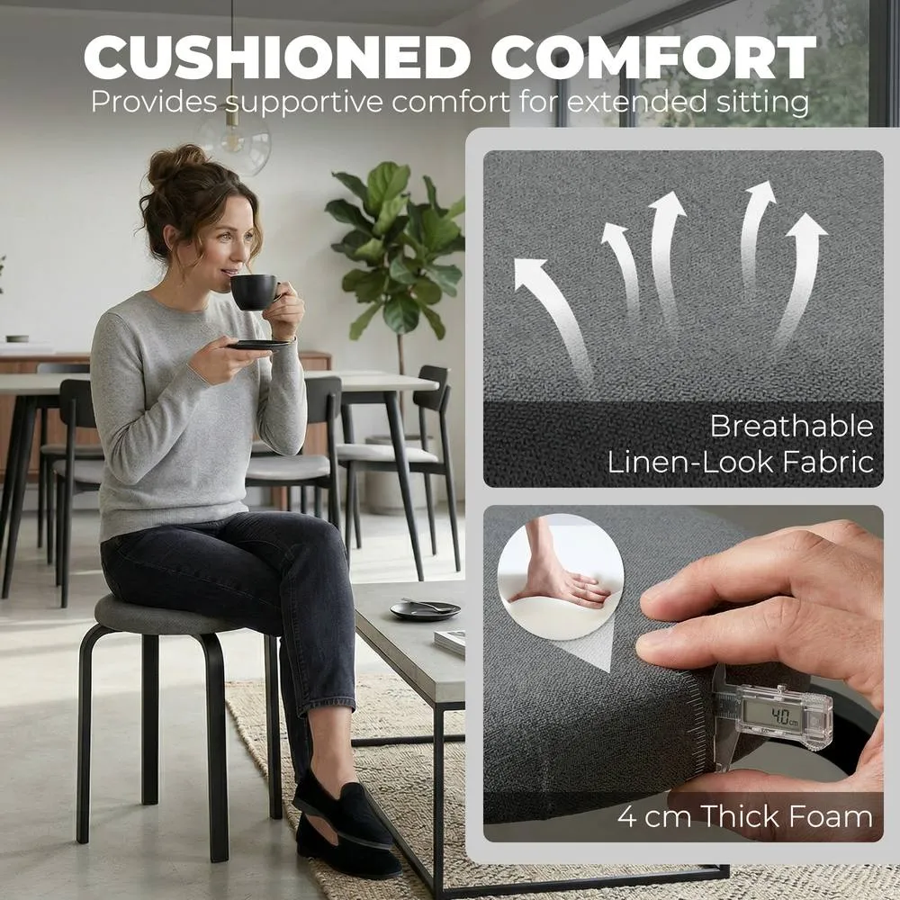 HOMCOM Stackable Stools Modern Cushioned Set of 4 Dark Grey 5