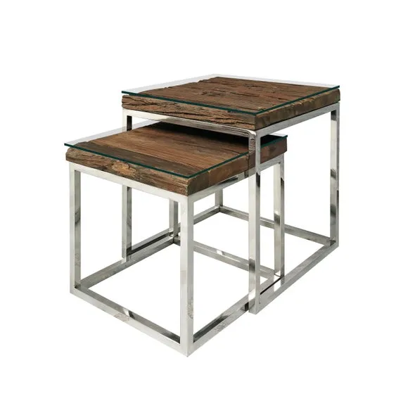 Indus Valley Railway Sleeper Nest Of 2 Tables 4