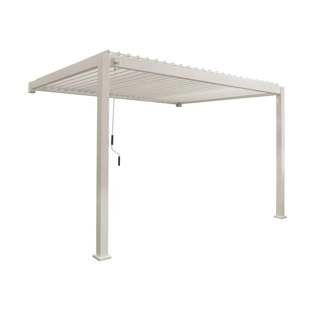 sweeek Lean to pergola with louvered roof aluminium 4 x 3m in Beige