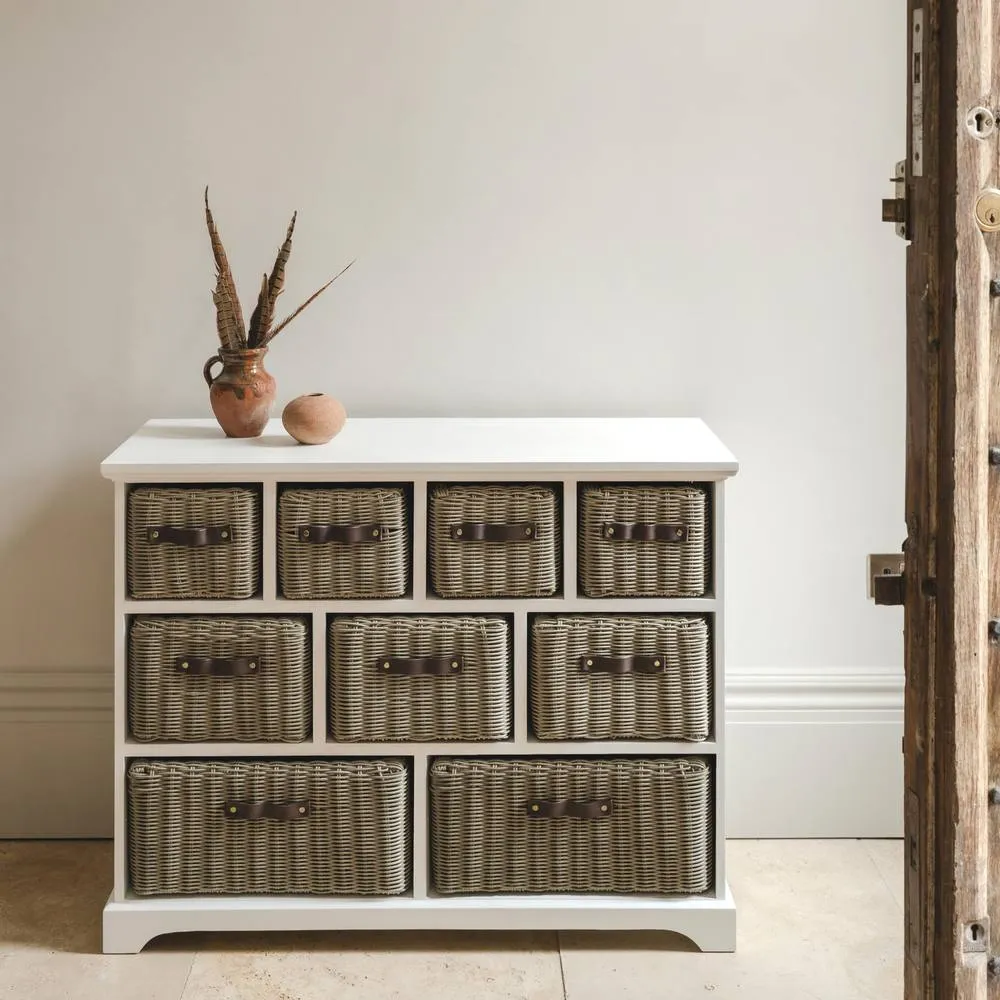 Statement Furniture Tetbury 9 Drawer Storage Unit - White with Grey Extra-Strong Baskets