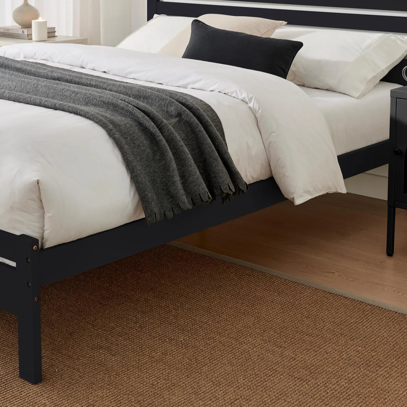 FurnitureboxUK Declan Solid Pine King Size Bed Frame in Dark Grey 4