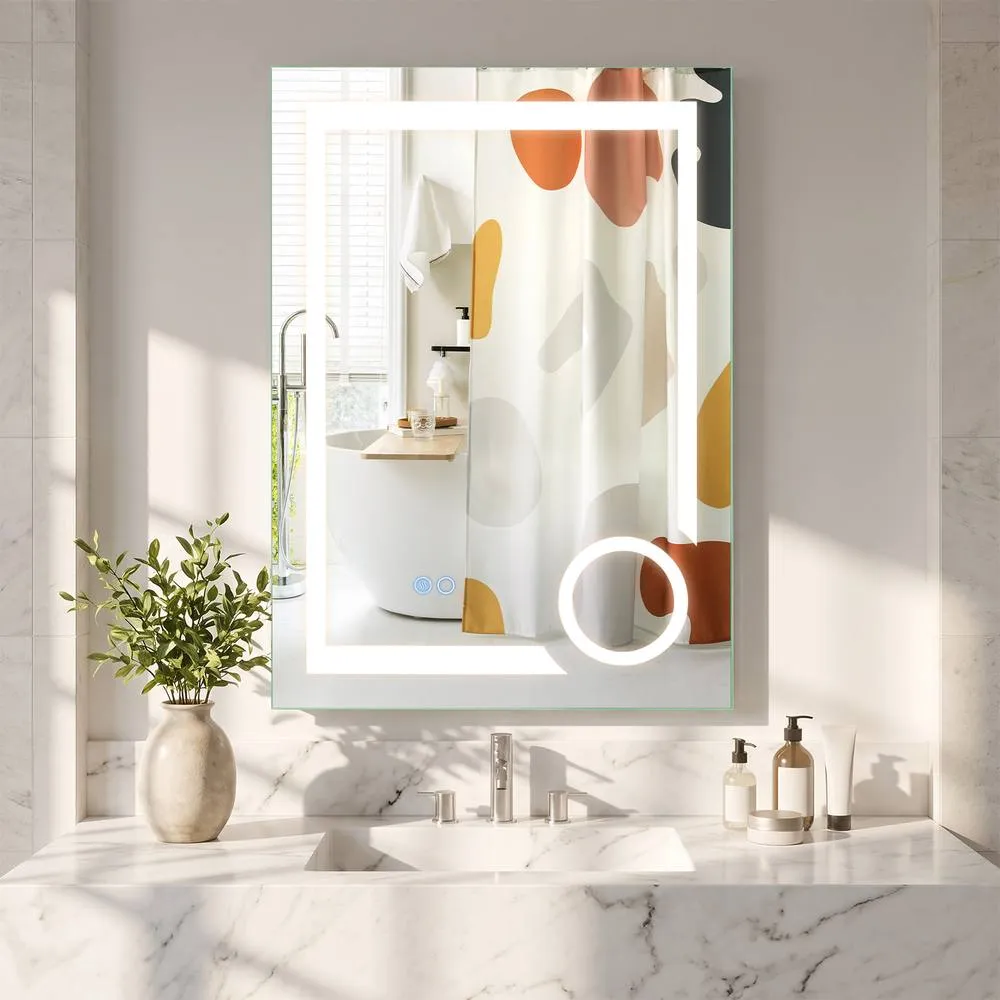 Costway 3X Magnifying Mirror Vertical Dimmable LED Lighted Bathroom Mirror in Silver 3