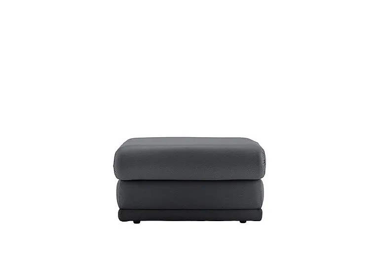 Malvern Leather Storage Footstool - Cambridge Petrol Blue