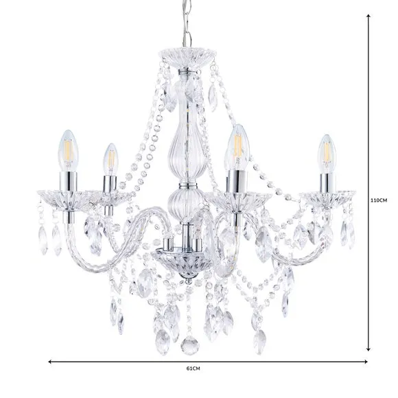 Marie Therese Chrome Integrated LED 5 Light Chandelier 6