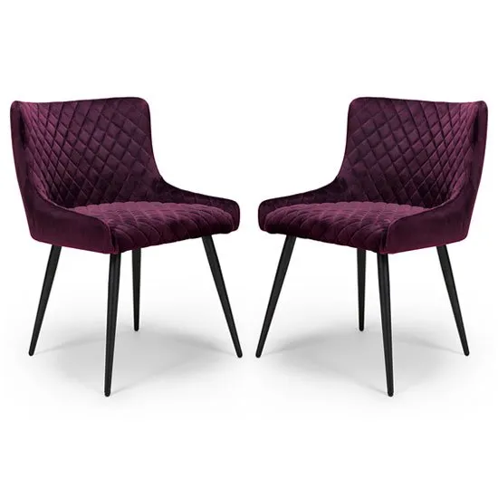 Malmo Mulberry Velvet Fabric Dining Chair In A Pair