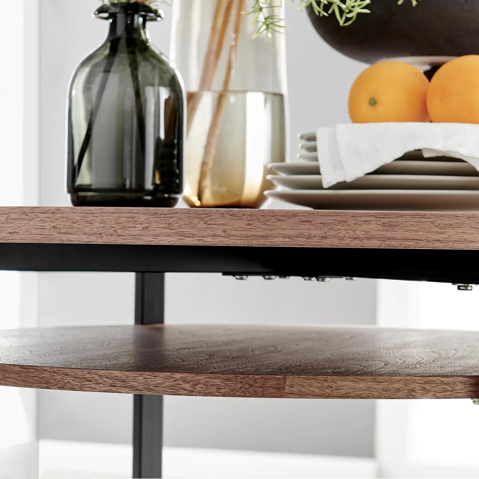 FurnitureboxUK Adley Brown Wood Storage Dining Table & 4 Velvet Milan Black Leg Chairs in Grey 6