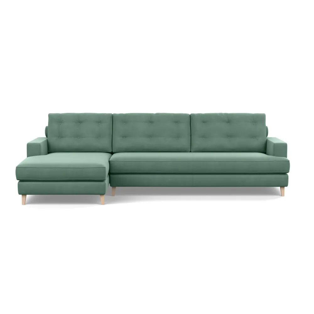 Heal's Mistral Left Hand Facing Corner Sofa Smart Velvet Jade Natural Feet