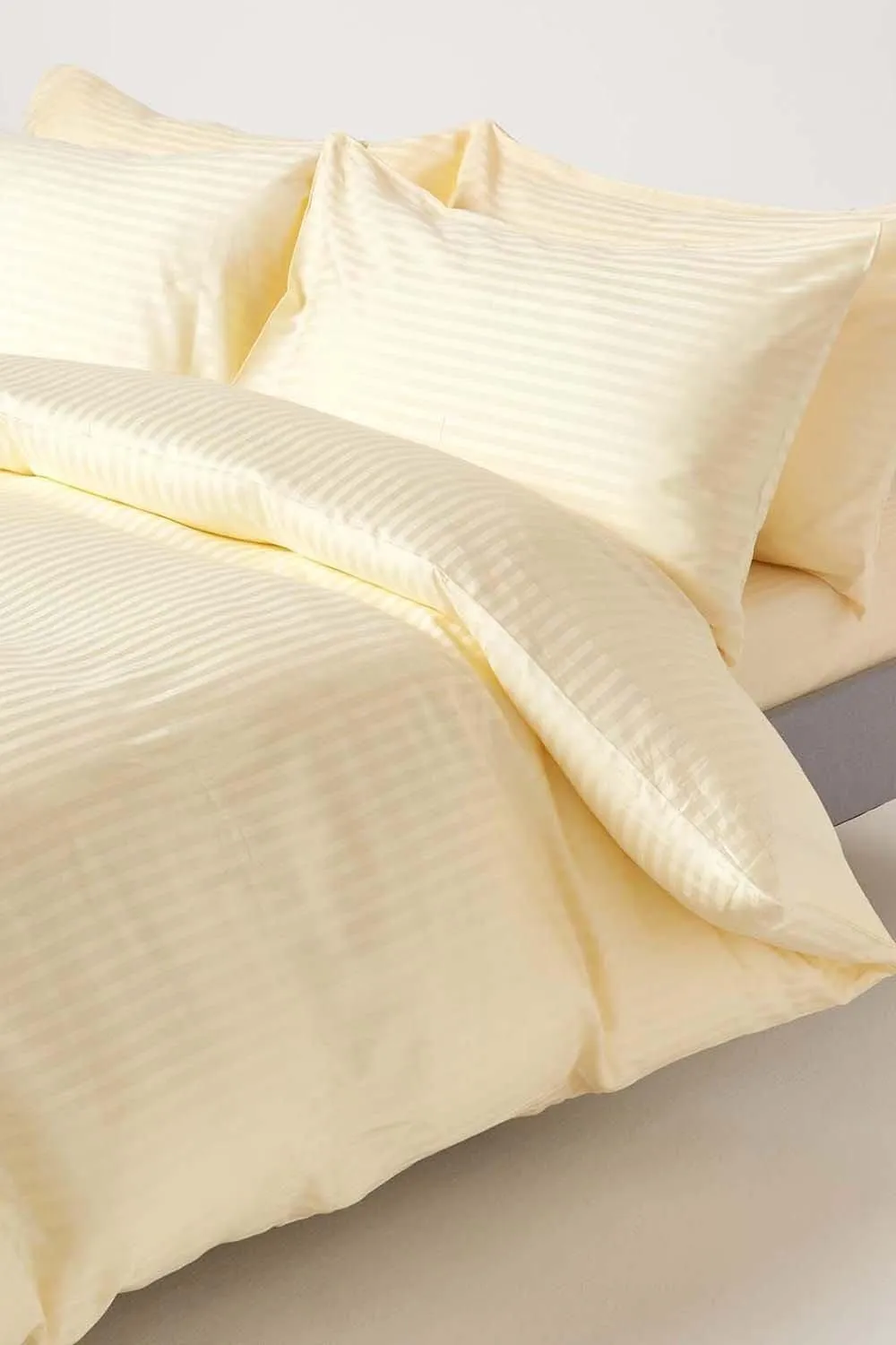 Homescapes Egyptian Cotton Satin Stripe Flat Sheet 330 Thread Count in Bright Yellow 3