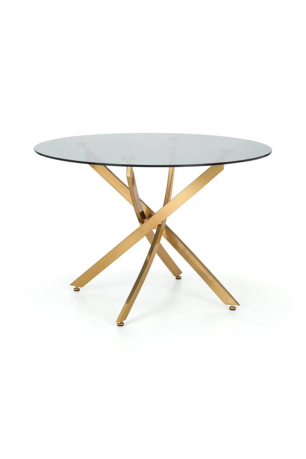 Julian Bowen Montero Round Glass Top 4 Seater Dining Table in Gold 5