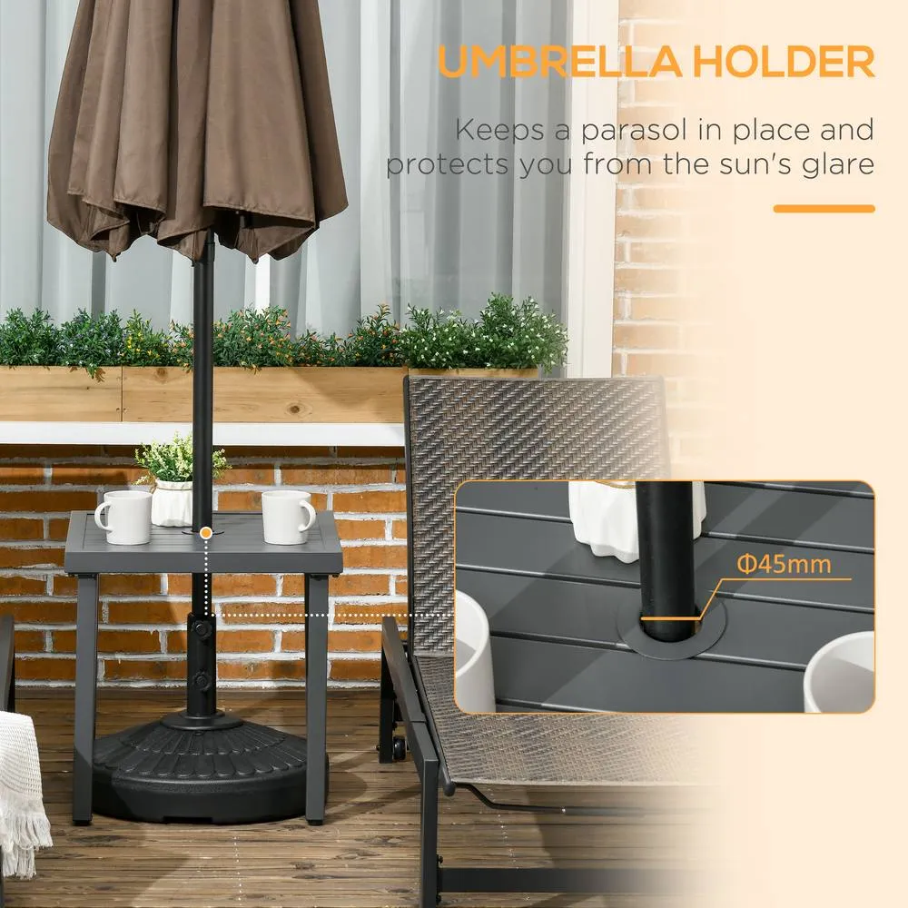 OUTSUNNY Garden Side Table Coffee Table with Umbrella Hole for Patio Balcony in Grey 4