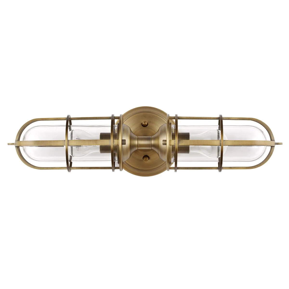 Netlighting Feiss Urban Restoration 2 Light Wall Light Dark Antique Brass IP44 in Yellow 2