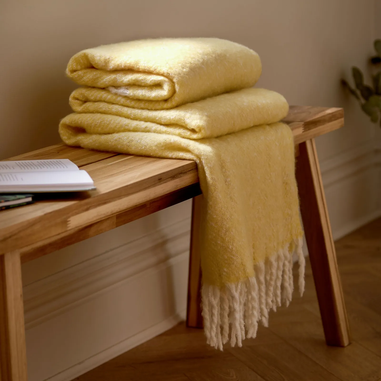 Wylder Nature Isla Woven Tasselled Throw in Yellow