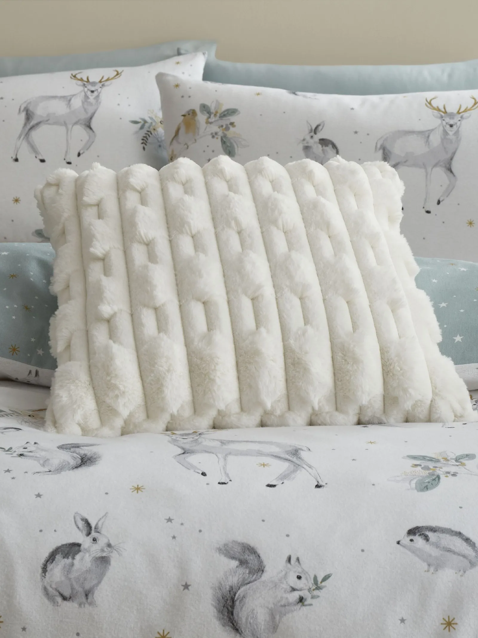 Bianca 'Carved Faux Fur' Cushion in Cream