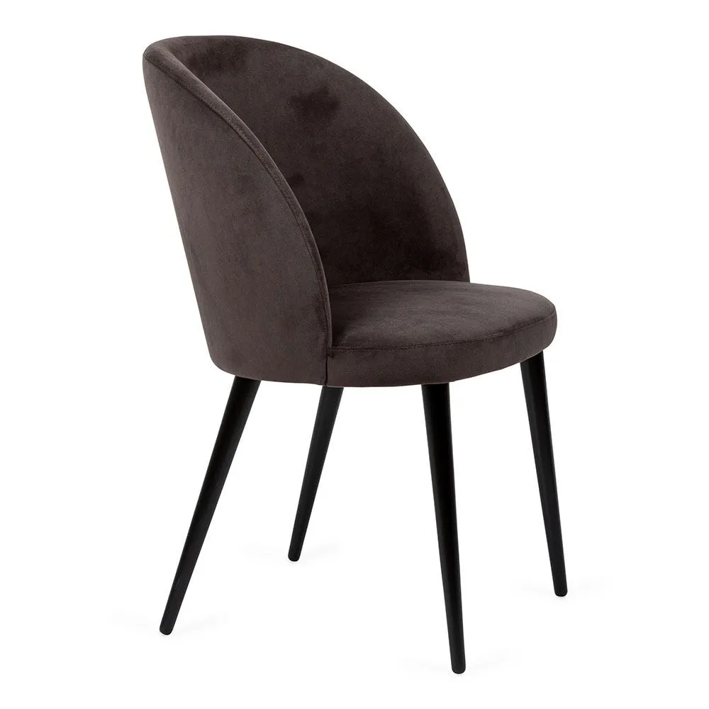 Heal's Austen Dining Chair Plush Velvet Asphalt Black Leg 2