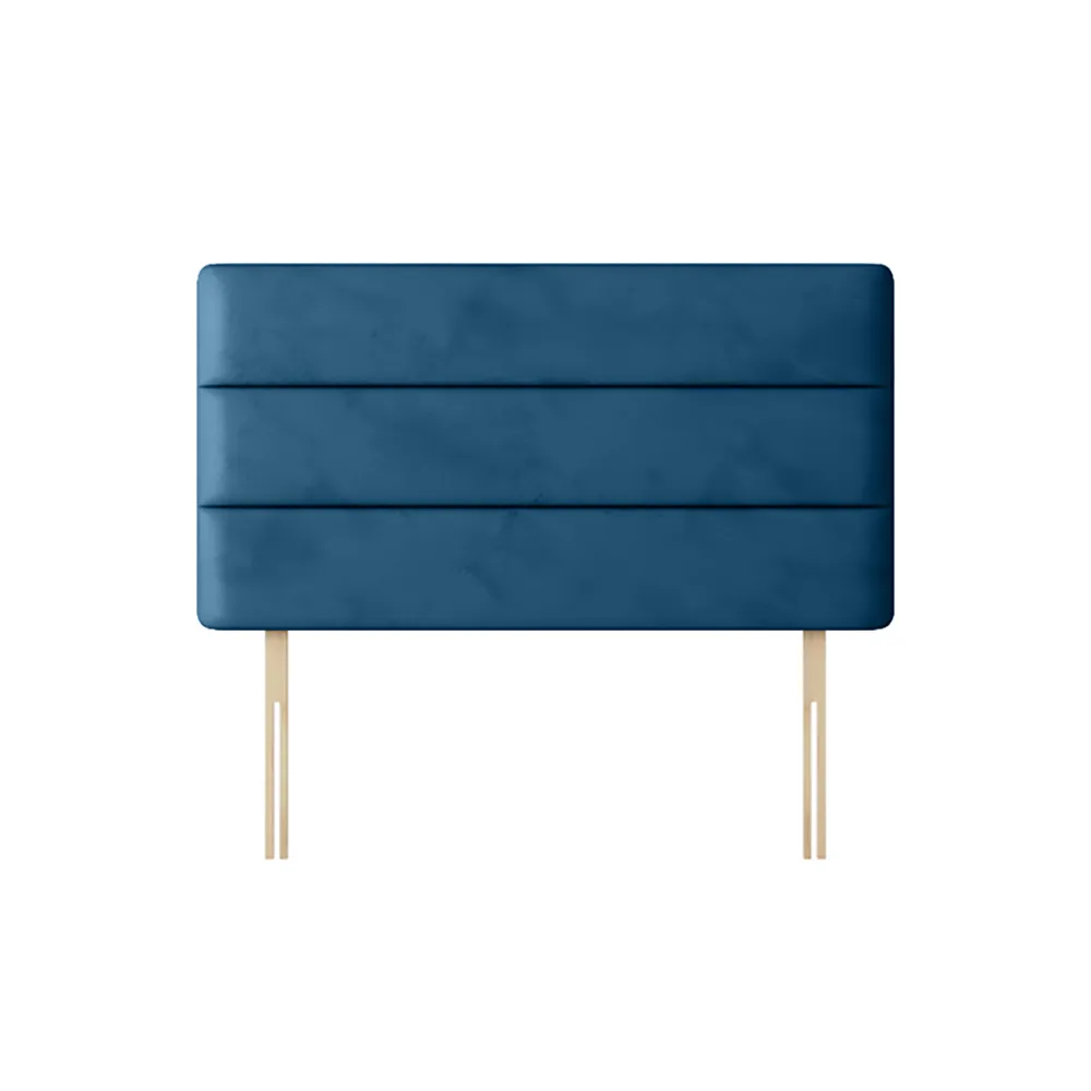 Cornell - Small Single - Lined Headboard - Blue - Velvet - 2ft6 - Happy Beds 1