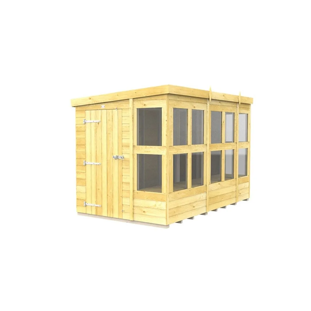Buttercup Farm 10 x 6 Feet Pent Potting Shed - Wood - L178 x W302 x H201 cm in Brown