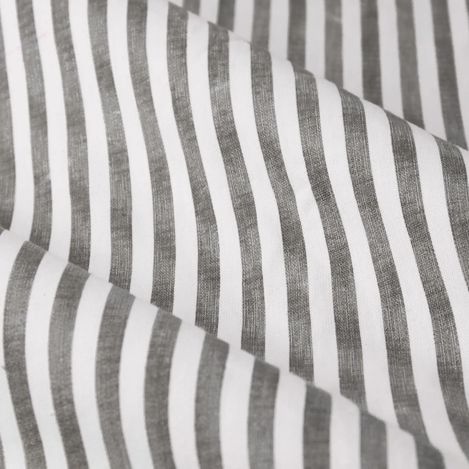 Yard Hebden Striped 100% Cotton Lined Eyelet Curtain Pair in Grey 5