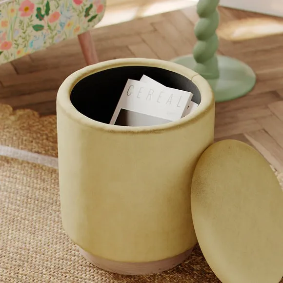 Round Velvet Storage Footstool 3