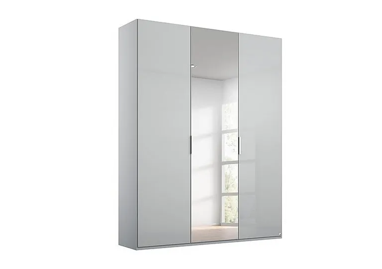 Formes Glass 3 Door Hinged Wardrobe with 1 Mirror - Silk Grey/Silk Grey Front