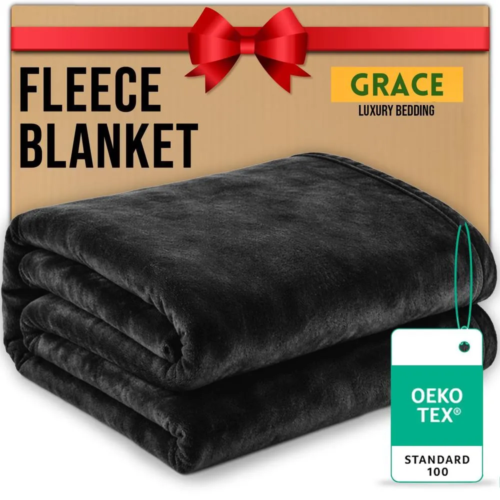 Grace Lazzaro Flannel Fleece Ultrasoft Throw Blankets in Black