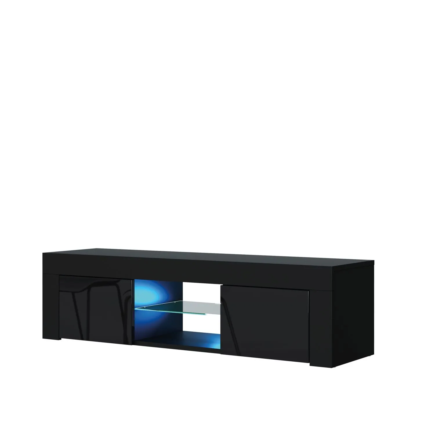 Creative Furniture Loom TV Unit 130cm - A Minimalist & Sophisticated Cabinet with Gloss Doors & LED Lights in Black 4