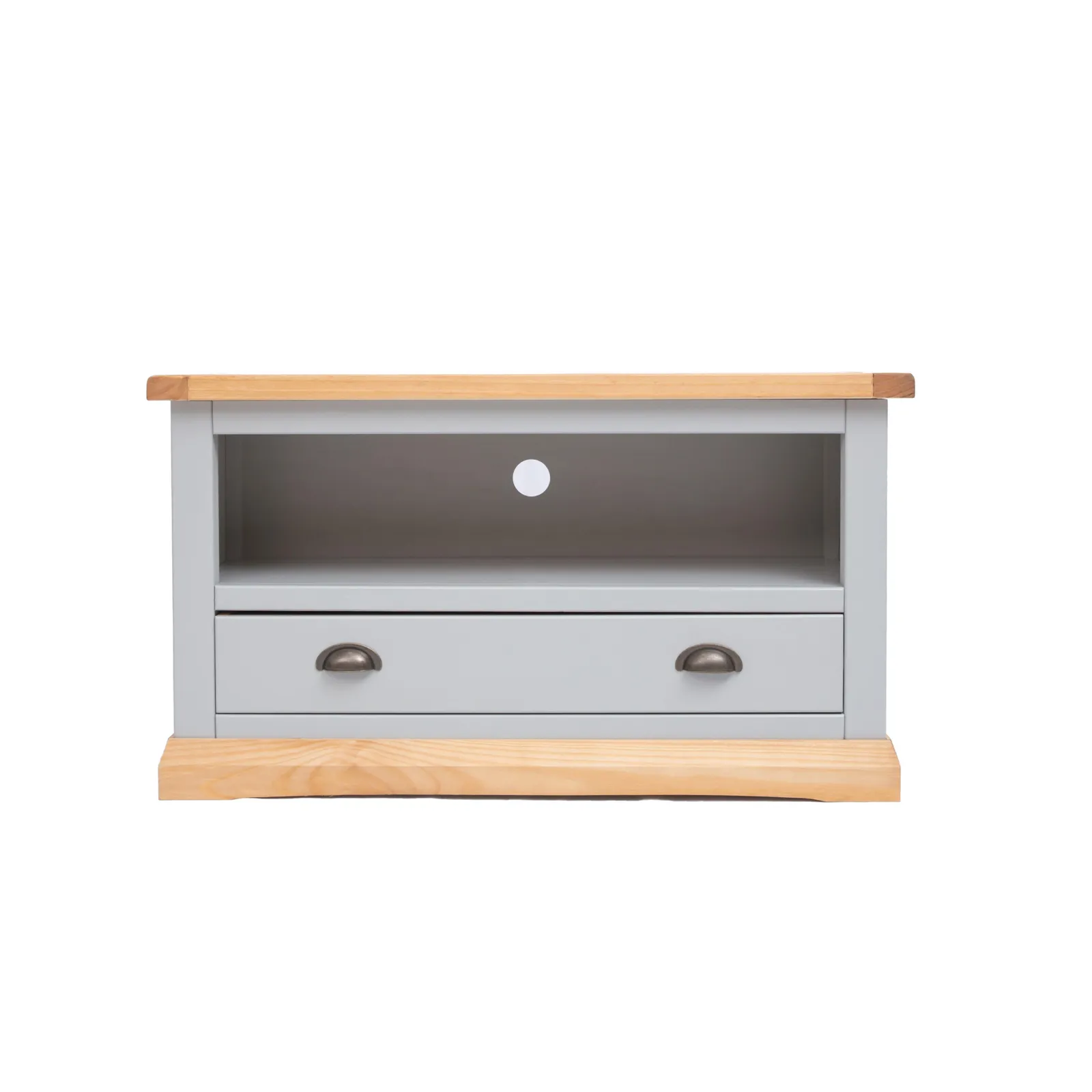 Cabinet Bits Bomporto Light Grey 1 Drawer TV Cabinet Brass Cup Handle
