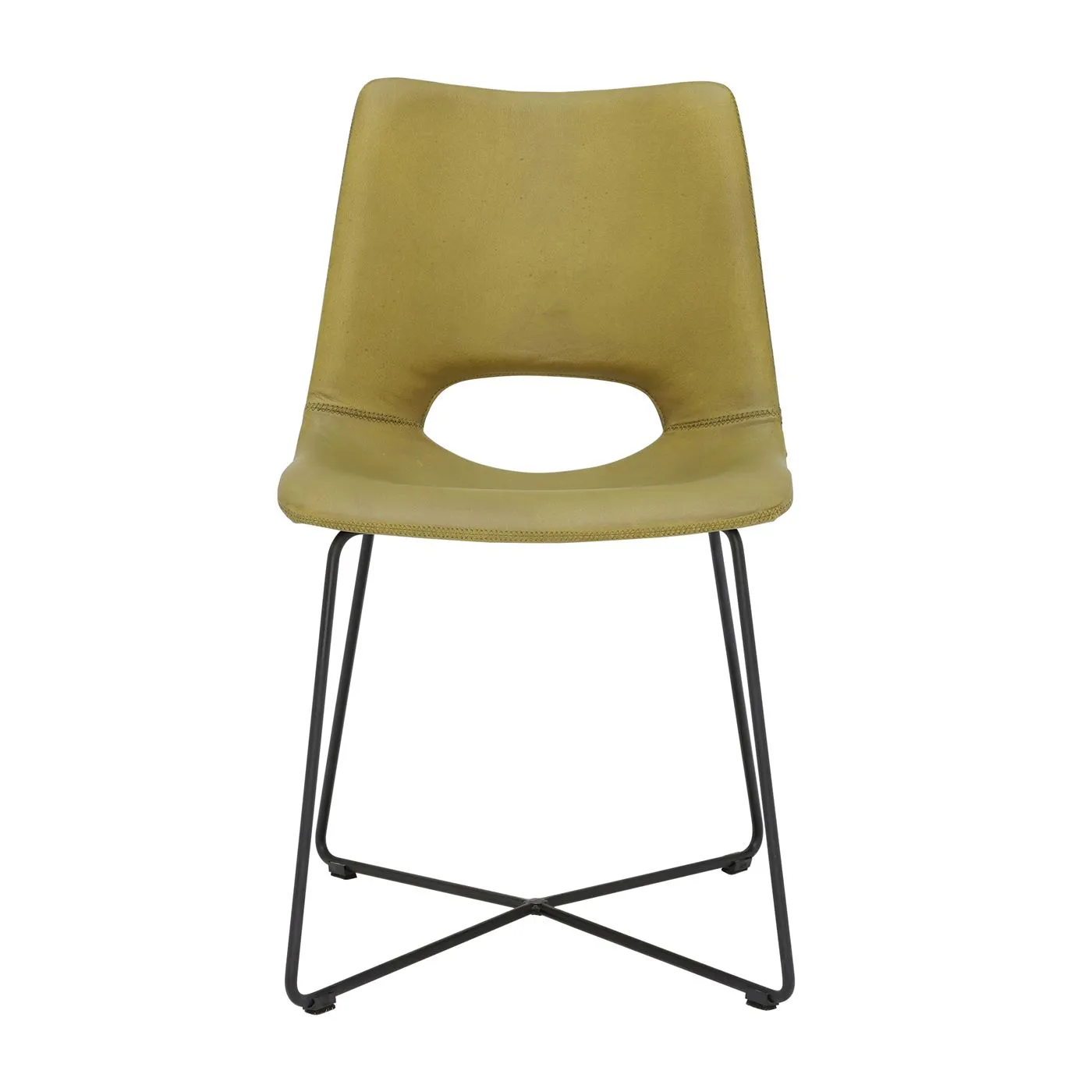 Chesil Dining Chair - Green - Leather - W48 x D57 x H79cm - Barker & Stonehouse