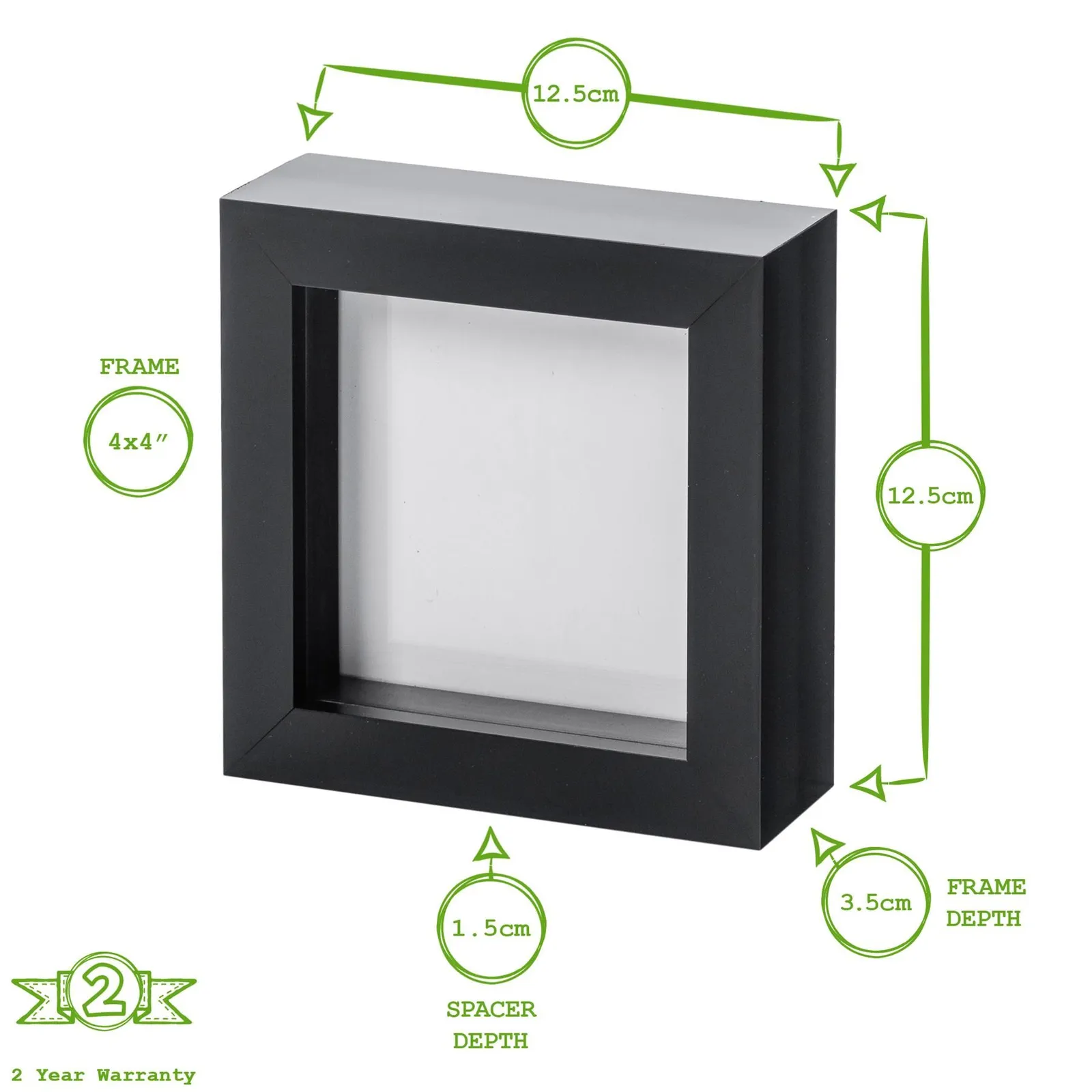 Nicola Spring 3D Box Photo Frame - 4" x 4" - White 4