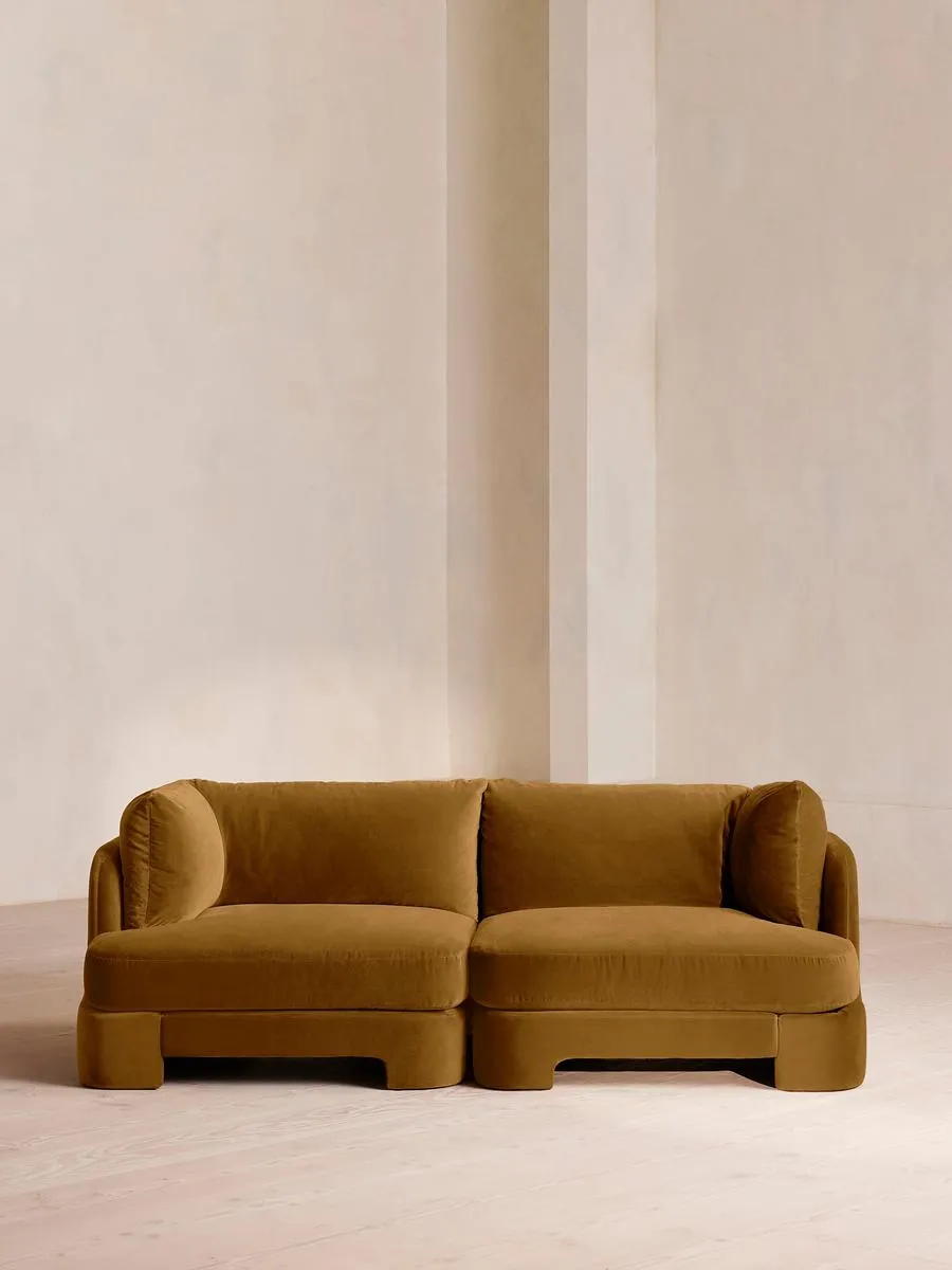 Odell Modular Sofa, Three Seater, Velvet, Mustard
