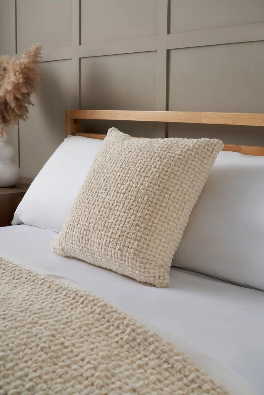 BHS Cross Weave Cushion in Cream